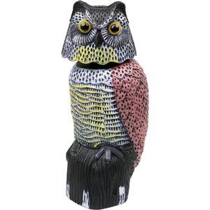 Owl Decoy to Scare Birds Away Scarecrow Fake Owl with Rotating Head